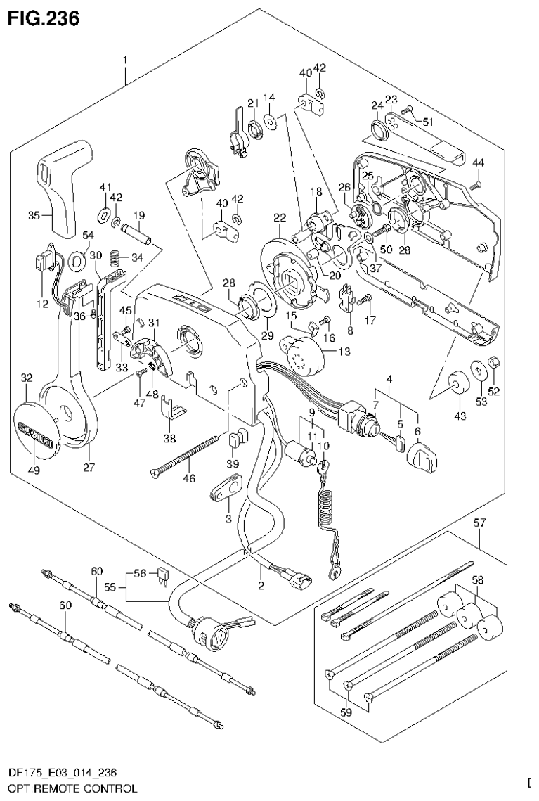 Suzuki DF175ZG OPT:REMOTE CONTROL (DF150Z E03) parts diagram